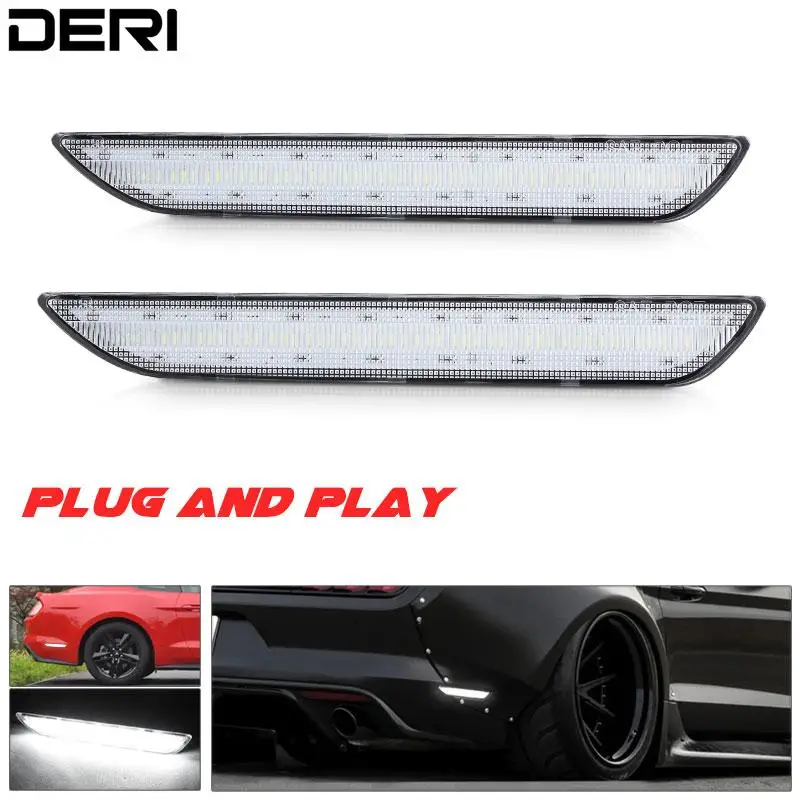 2PCS LED Rear Fender Side Marker Lamps Turn Signal Lights For Ford Mustang 2015+ 12V HID White