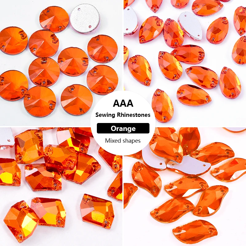BOBOHOO Orange Rivoli Tropfen Glas Flatback Nähen Steine Kristall Steine Nähen auf Strasssteine Für Handarbeiten Kleidungsstück Strass DIY