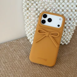 Adorable 3D Bowknot Soft Silicone Shockproof Phone Case - iPhone 12 Pro Max (Brown)