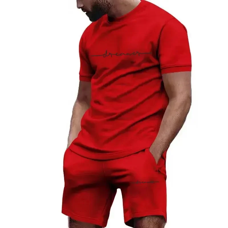 thumbnail image 1 of Conjunto de pantalones cortos con estampado de moda de verano 2024 para hombre, conjunto deportivo transpirable de secado rápido, conjunto de camiseta de manga corta, conjunto de jogging para hombre, 1 of 5