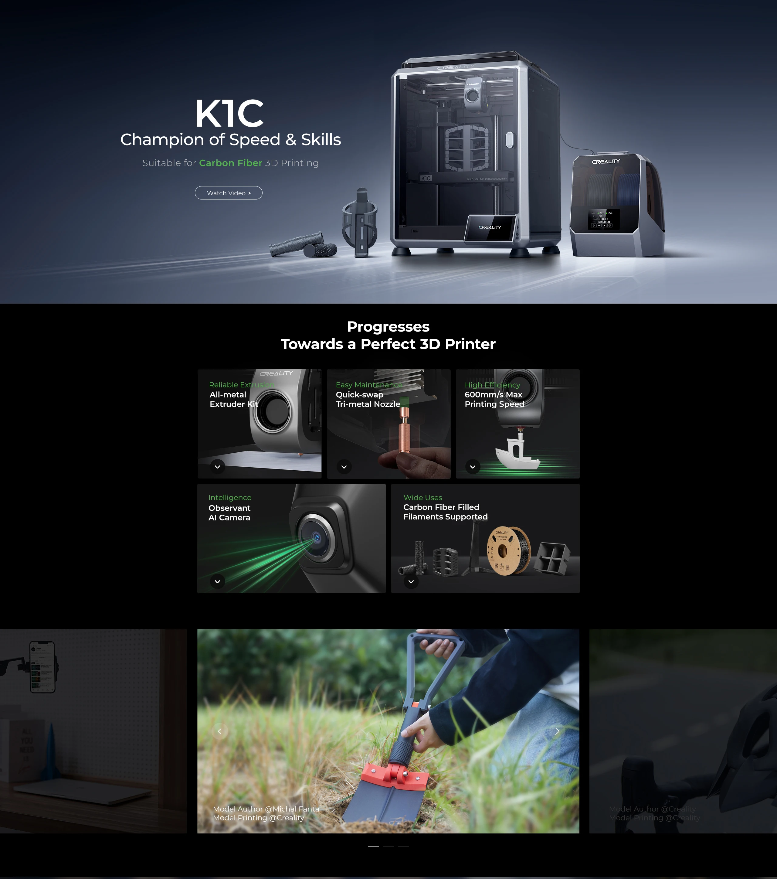 S41f7b08a2c3c407ea5dd345bf6b16fb7L Krealność drukarka 3D K1C 600 mm/s z automatycznym wyrównywaniem solidna bezpośrednia wytłaczarka trójszybkobieżna aktualizacja druku K1 z drukarką z aparatem AI