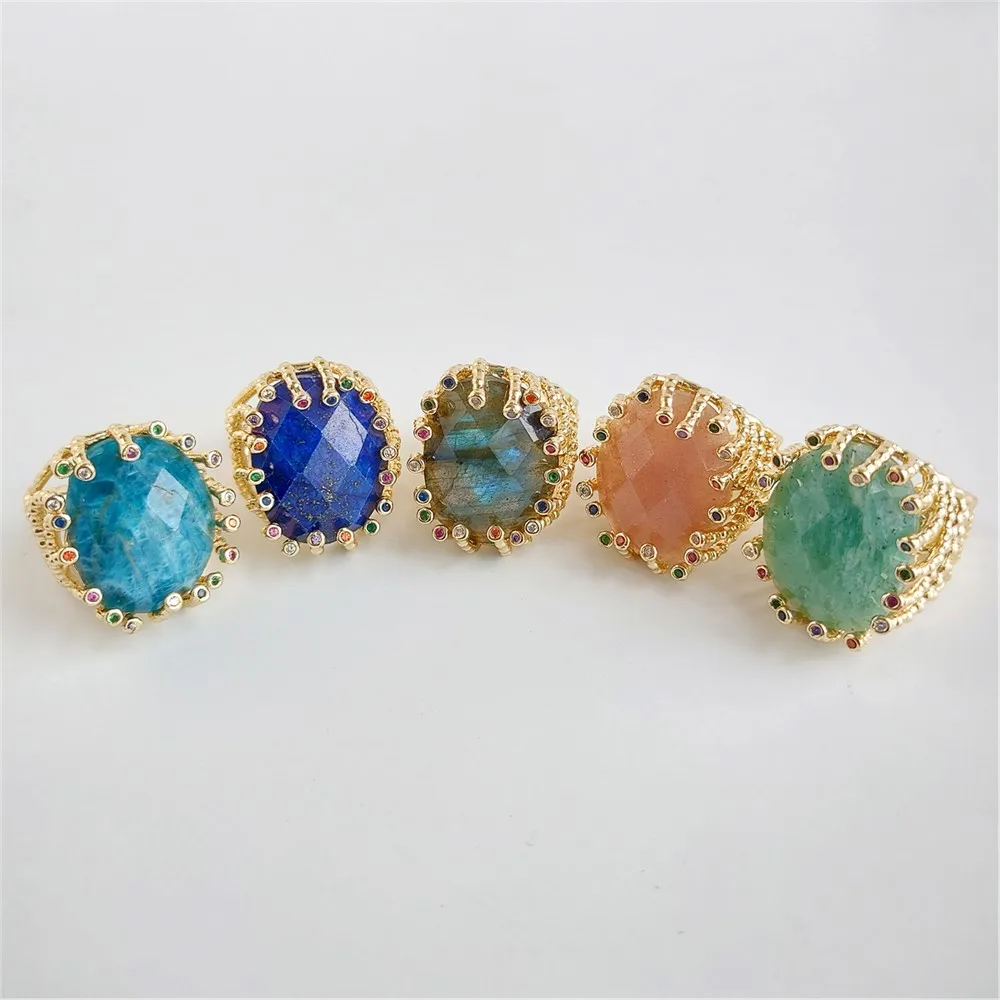 FUWO Jewelry One Piece Luxury Natural Stone Crystal Ring