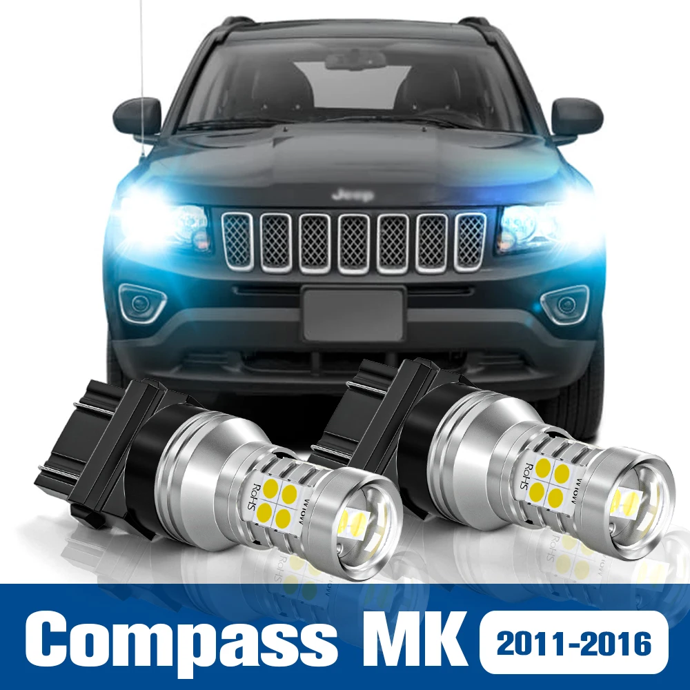 

2pcs LED Daytime Running Light DRL Lamp Accessories Canbus For Jeep Compass MK 2011 2012 2013 2014 2015 2016