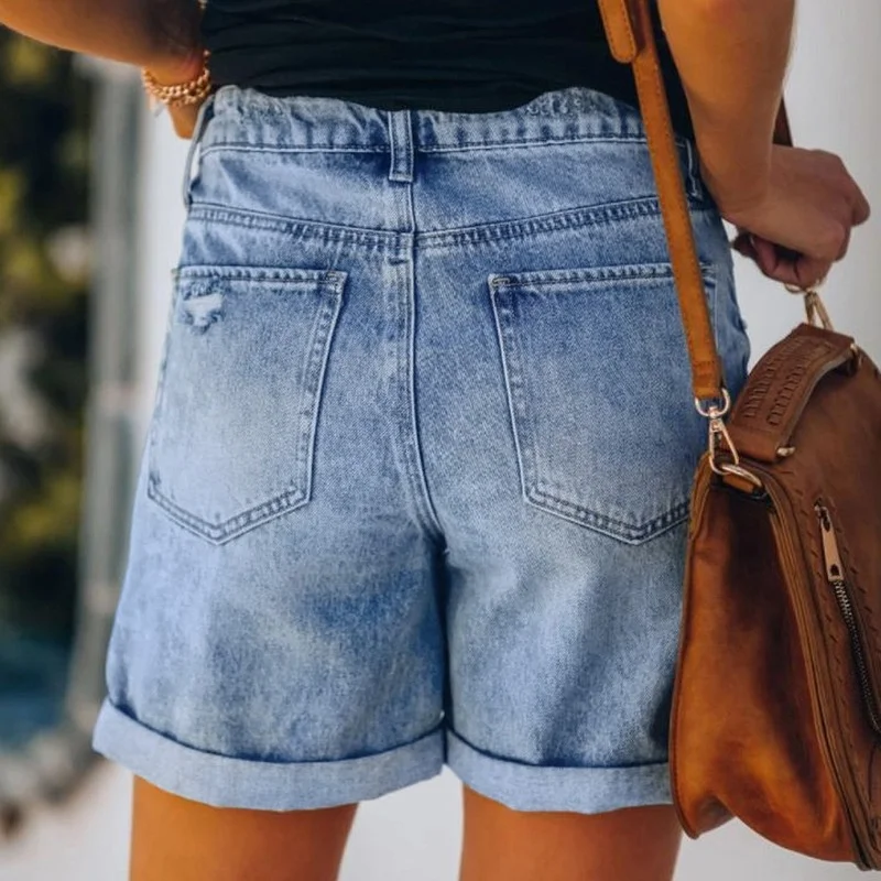Women Clothing Casual Loose Elastic High Waist Wide Leg Straight Short Jeans Streetwear 2023 Summer Plus Size Denim Shorts