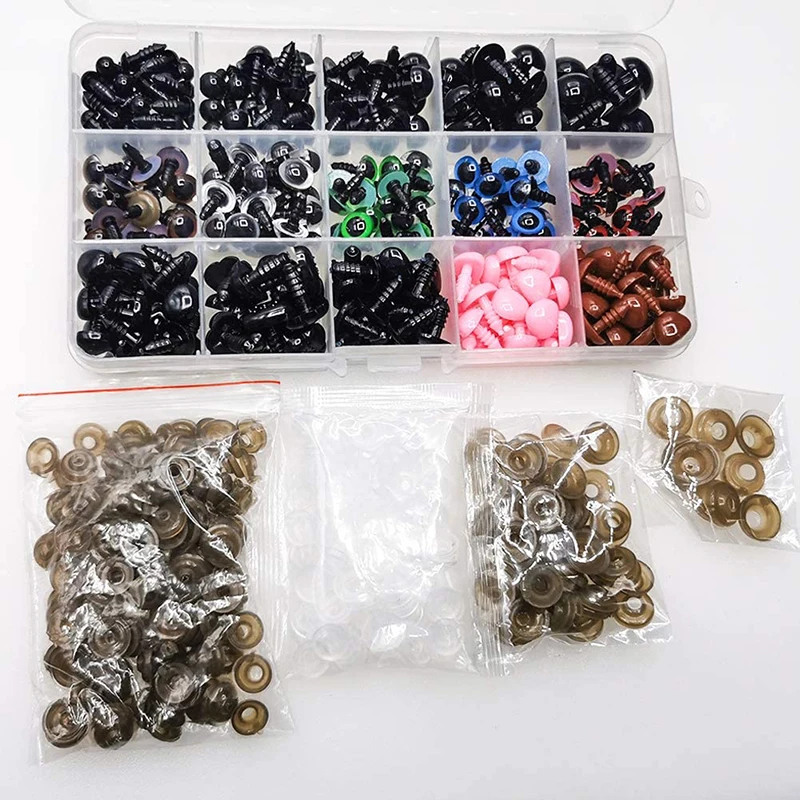 Plastic Safety Eyes Plastic Safety Noses 566Pcs 6mm-14mm Colorful Set For Teddy Bear Soft Toy