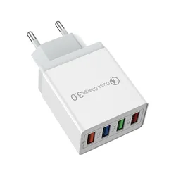 EU Plug USB Charger with 4 - Port 3.1A Quick Charge Adapter (EU - White)