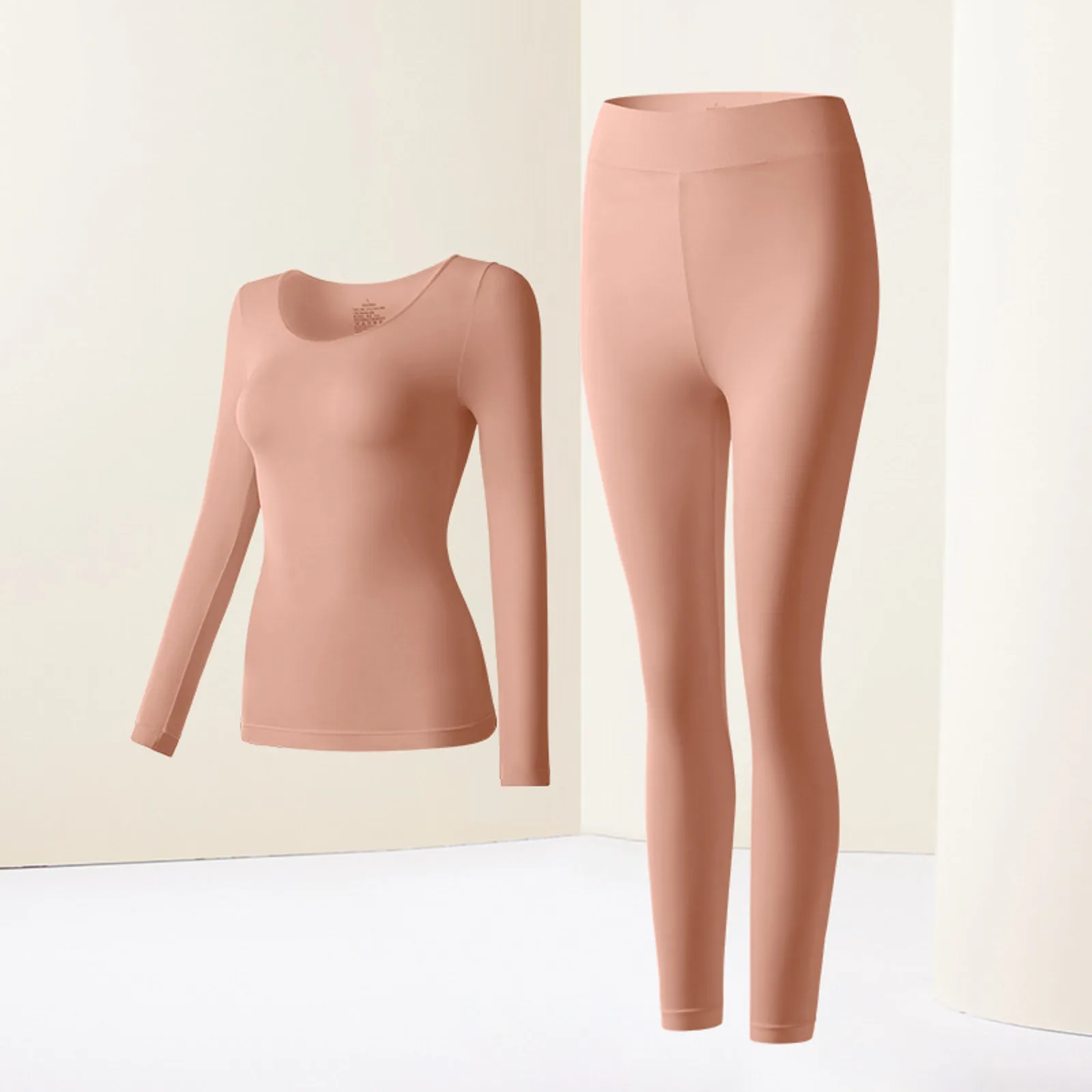 Women's Thermal Underwear Brushed Underwear Set Cold Weather Pajama Set Intimates Cycling Base Layer Slim Autumn Winter Clothes