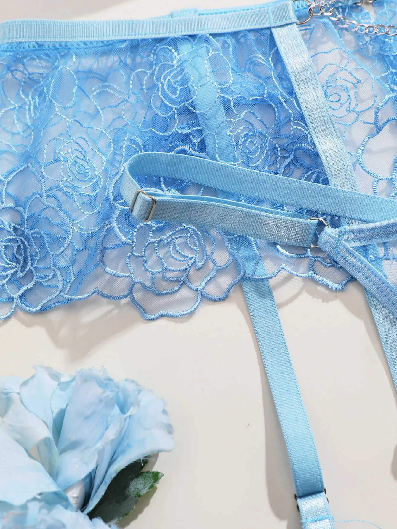 3-Piece Embroidery Lace Exotic Sets Women Sexy Patchwork Lingerie Set Chain Bra Panty Tassel Underwear Kit For Female