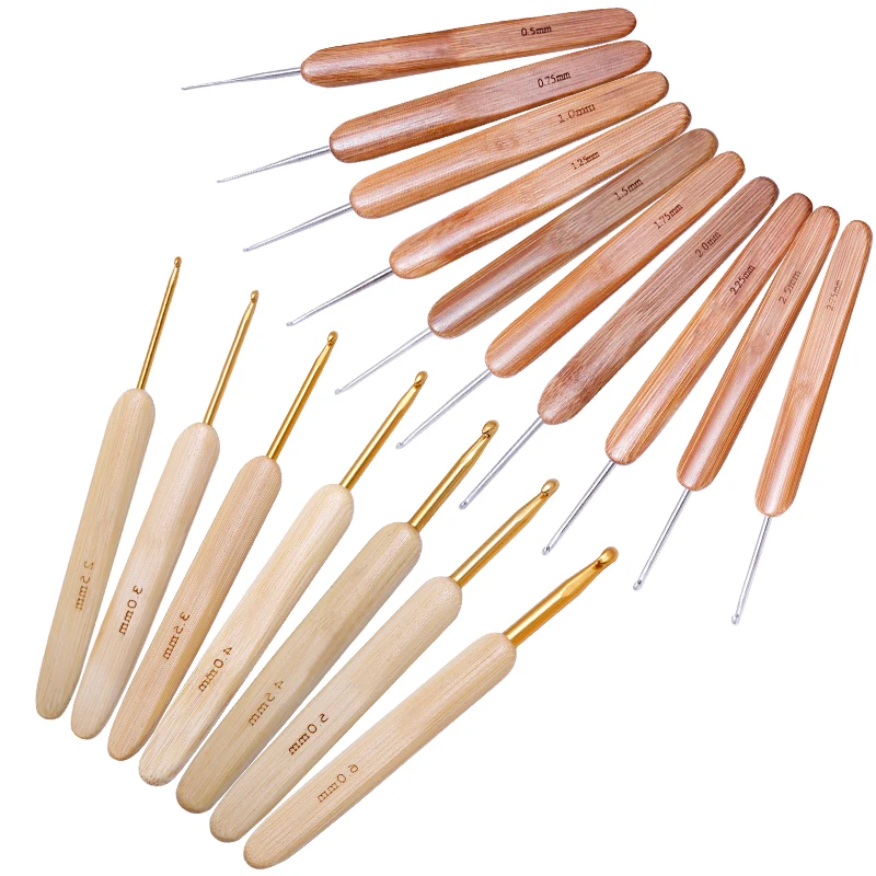 Wholesale 1.0mm Bamboo Handle Crochet Tool Used for Hair Metal