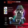 RGB Gaming Chair LED Lights Ergonomic Computer Chair Reclining PU Leather High Back Video Game Chair Adjustable Lumbar Support 4