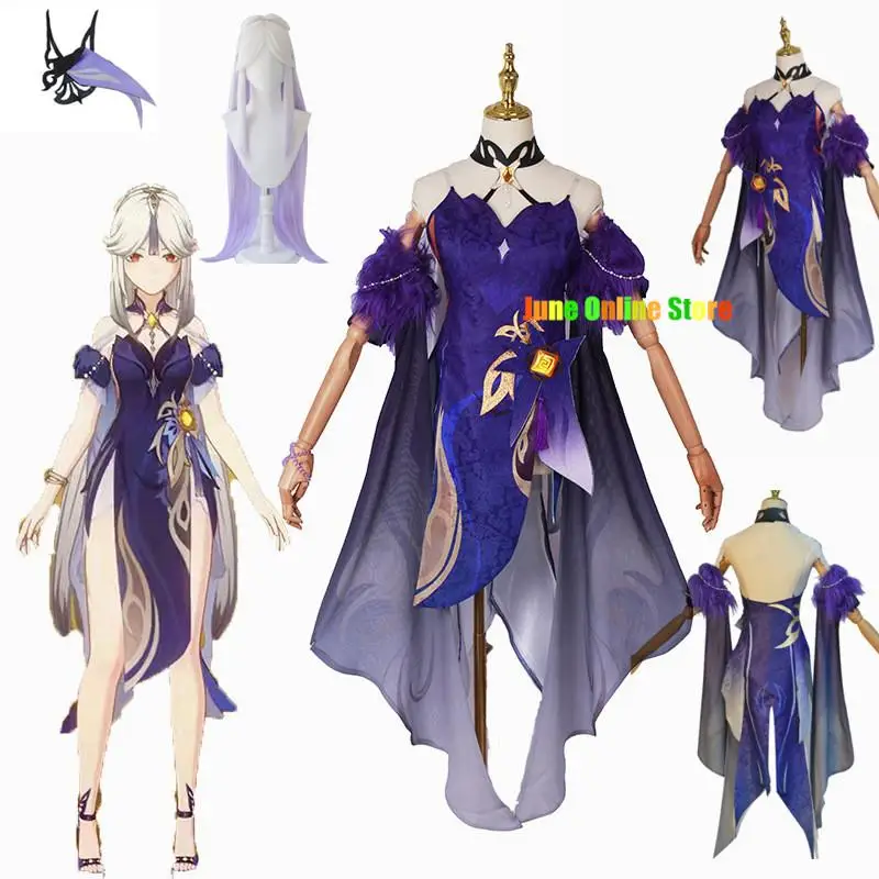 

Genshin Impact Ningguang Cosplay Dresses Women's Game Costumes and Accessories Ning Guang Wig Headgear Genshin Cosplay Costume