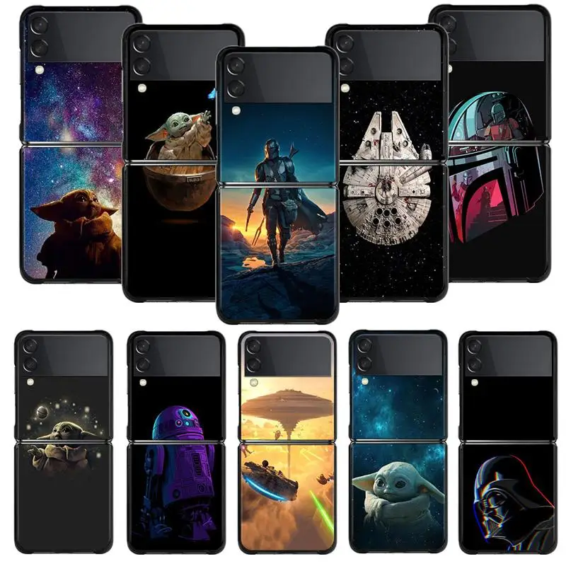 Custodia Per Telefono Per Samsung Galaxy Z Flip 4 Z Flip3 5G Shell Per Galaxy Z Flip Hard Cover Couqe Disney Star Wars The Mandalorian Moon