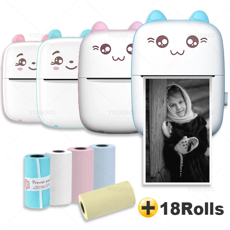 Mini Portable Paper Photo Printer Cat Print Pocket Thermal Label Fast Printing 57mm Wireless BT 200dpi Android IOS Printers |