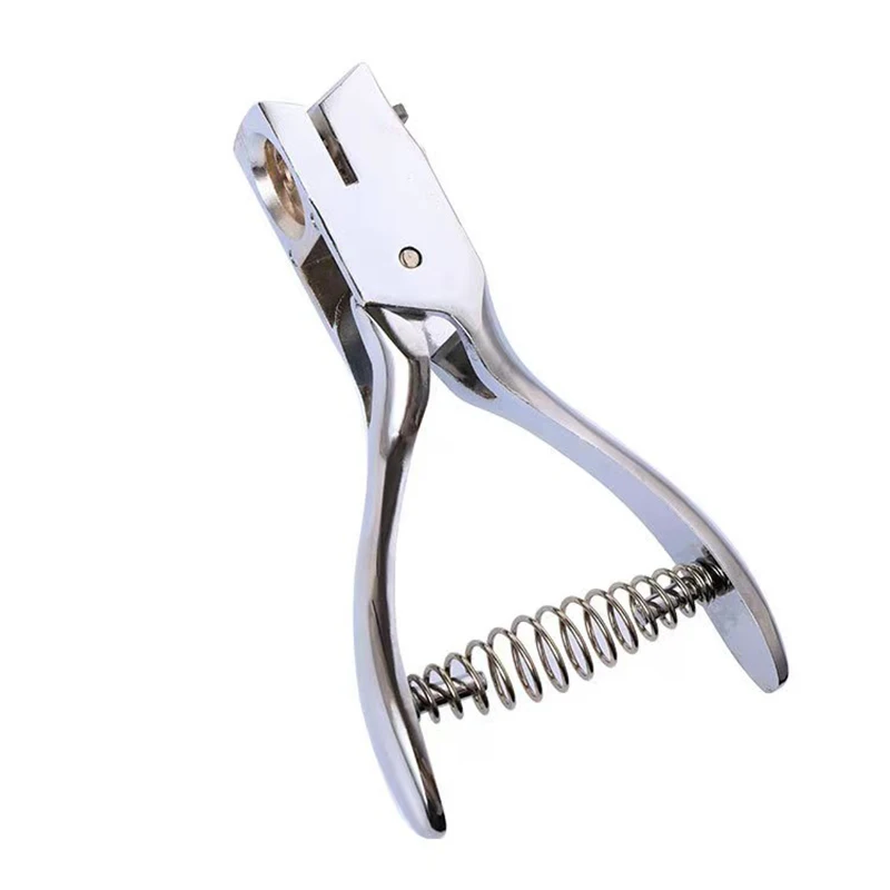 Single Hole Punch 3*15mm Oval Hole Hand-held Metal Puncher with Spring for Member ID Card Paper PVC School Office Supply