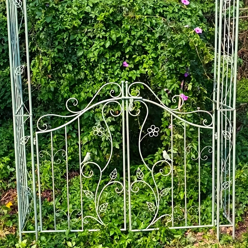 Outdoor patio Wrought iron with door Arch Garden balcony Patio Wedding Plant climbing bracket Clematis climbing pergola garden trellis