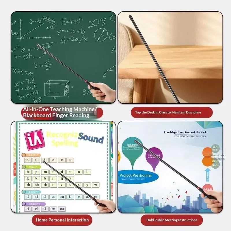 Puntatore didattico in resina resistente da 40/50 cm, puntatore portatile per l'insegnamento, puntatore estensibile per la presentazione su lavagna bianca, forniture per scuola e ufficio - immagine 2