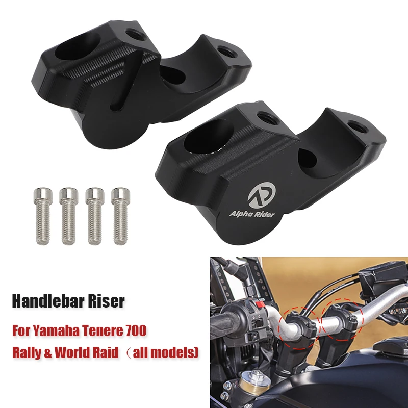 

For Yamaha Tenere 700 2019 - 2023 Motorcycle Handlebar Risers Clamp Mounting Mount Riser Aluminum XTZ XT700Z World Raid Rally