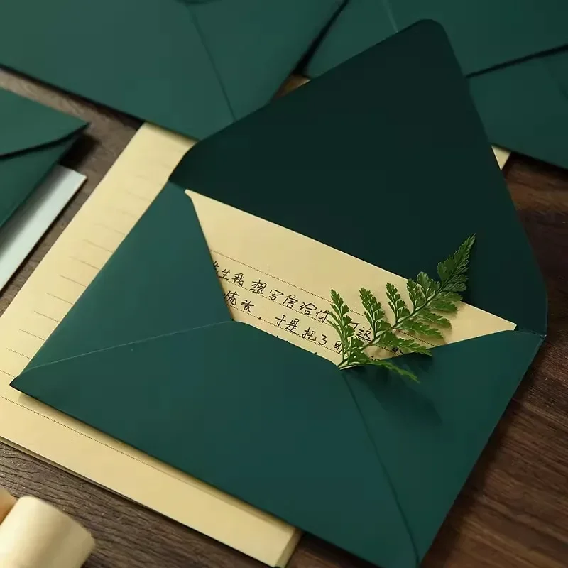 Mailing Envelopes 5pcs Thick Green 250g High-grade Paper Envelopes Letter Pads Wedding Party Invitations Cards Postcards Cover Cash Bag