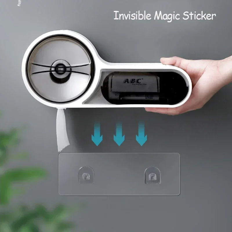 Toilet Paper Holder Wall Mounted Bathroom Toilet Paper Holder Paper Tissue Box Plastic Toilet Dispenser Roll Storage Box Free Punching