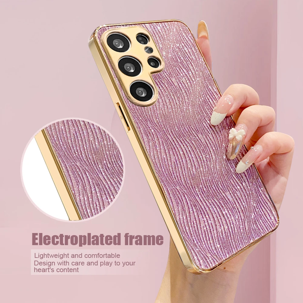 Glitter Water Ripple Plating Hard Shockproof Phone Case