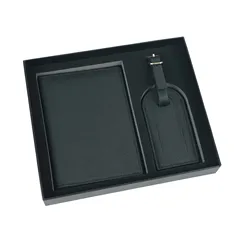 Personalized Passport Cover & Luggage Tag Set - Elegant Travel Accessories (Black)