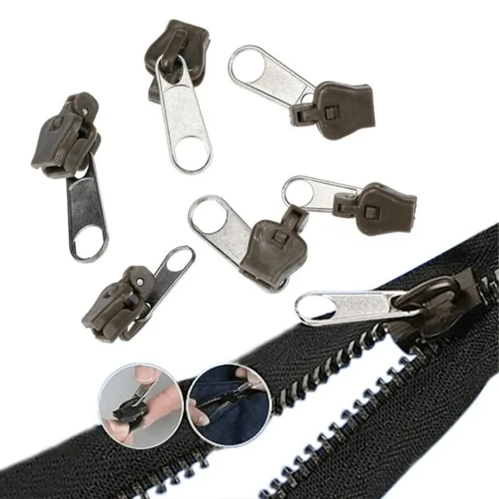 Zipper Repair Kit 6PCS/Set Instant Zipper Slider Universal Replacement Material Sewing For Clothes Handbags