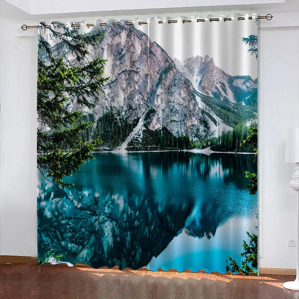 

Snow Scene Winter Household Curtains Scenery 3D Printing Blackout Curtains Biparting Open Curtains for Living Room Luxury カーテン