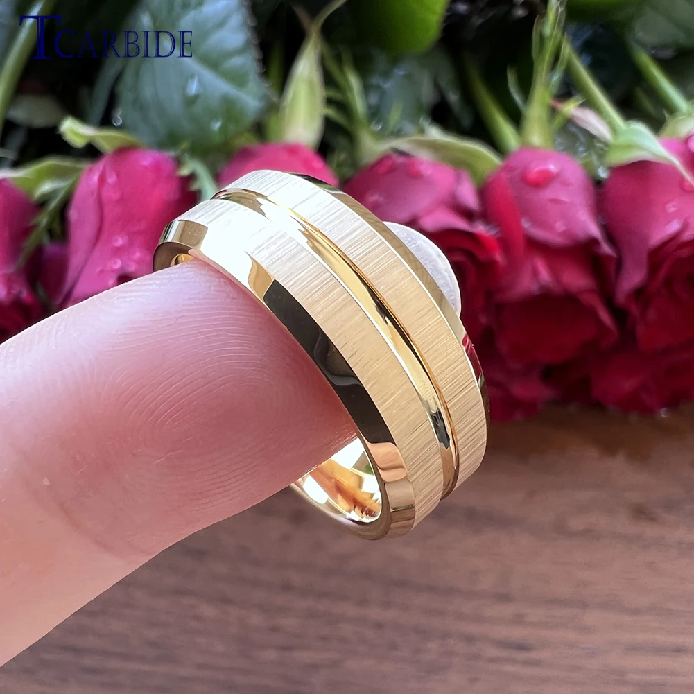 Factory Direct Price 6mm 8mm Tungsten Carbide Ring Men Women Wedding Band Grooved Beveled Brushed Nice Party Gift Jewelry