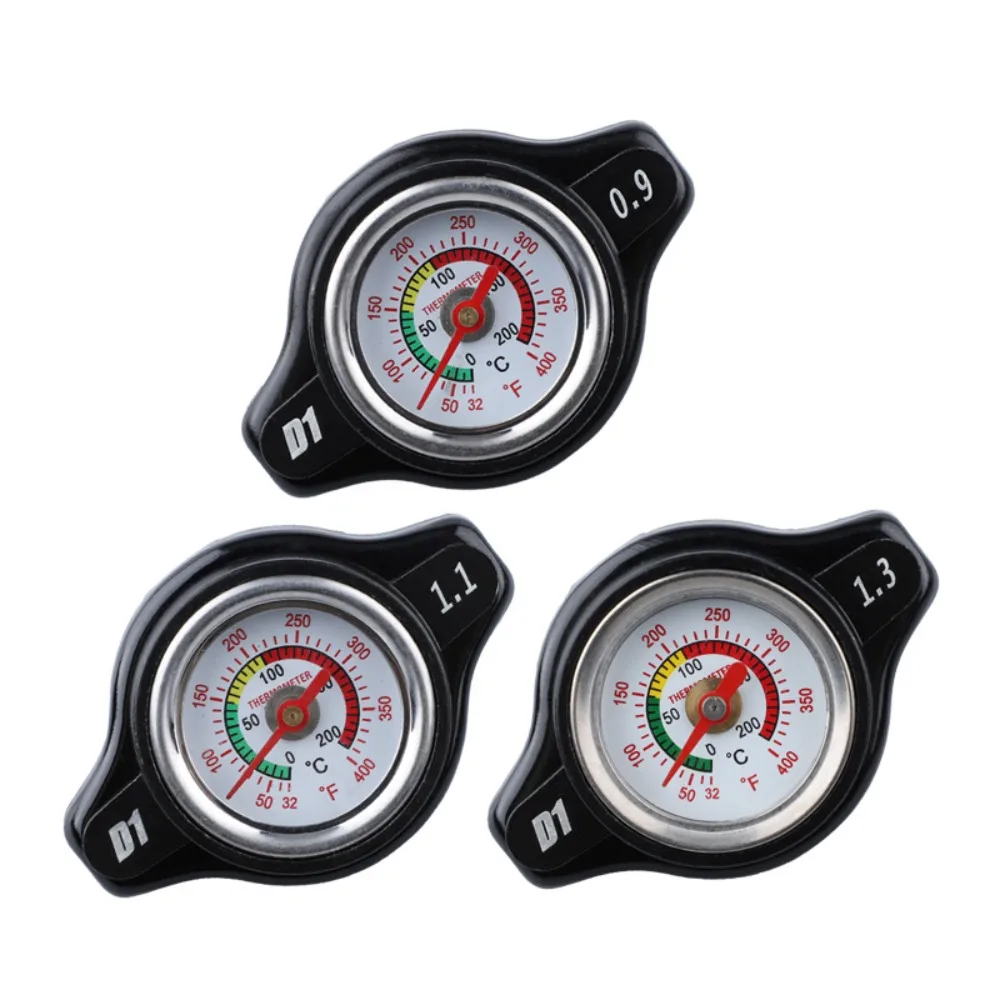 Automobile Gauge Water Temperature Gauge Radiator Cap Cover 0.9/1.1/1.3 Bar Radiator Cap Temperature Gauge High Pressure Water Tank Radiator Head Car Tuning Cover Auto Accessories