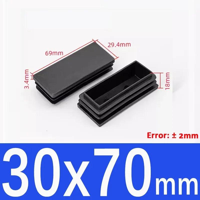 Black Square Plastic End Caps for Table or Chair Feet Protection