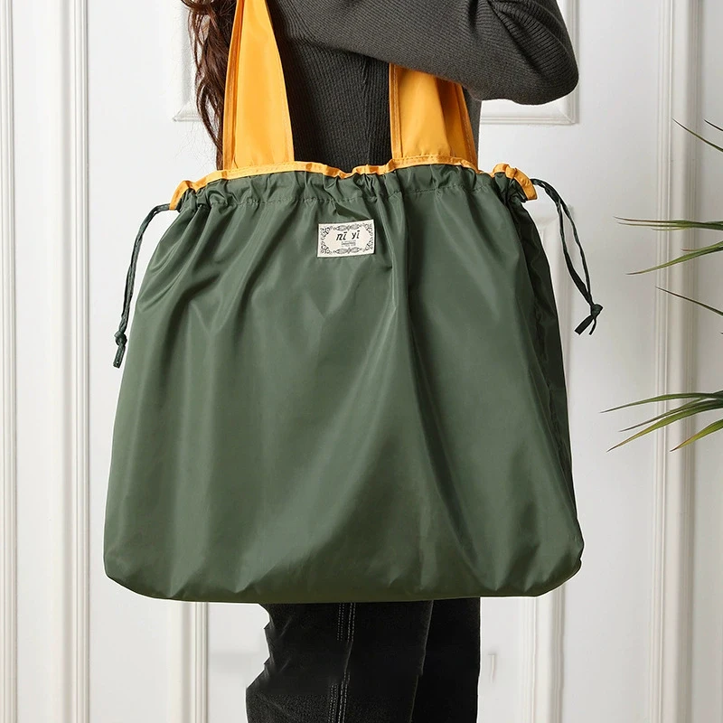Eco-Friendly Foldable Shopping Tote with Drawstring Closure