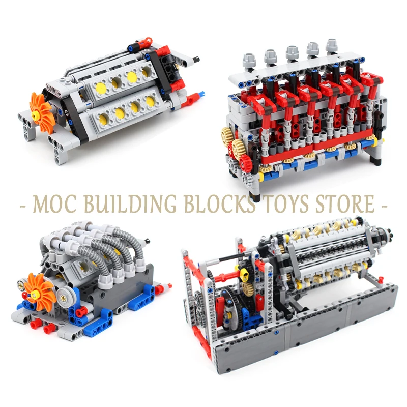 MOC 하이테크 기술 빌딩 블록 브릭, 자동차 엔진 변속기 기계 엔지니어링 어셈블리, DIY 조립 장난감