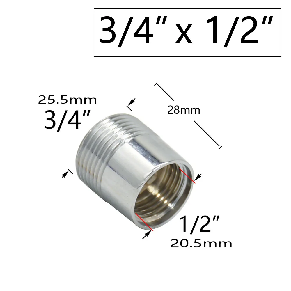 Copper Metal Threaded Water Pipe Connector 1/4" 1/2" 3/4" 1" Thread Reducer Connector Transitional Coupling Hose Tap Fittings