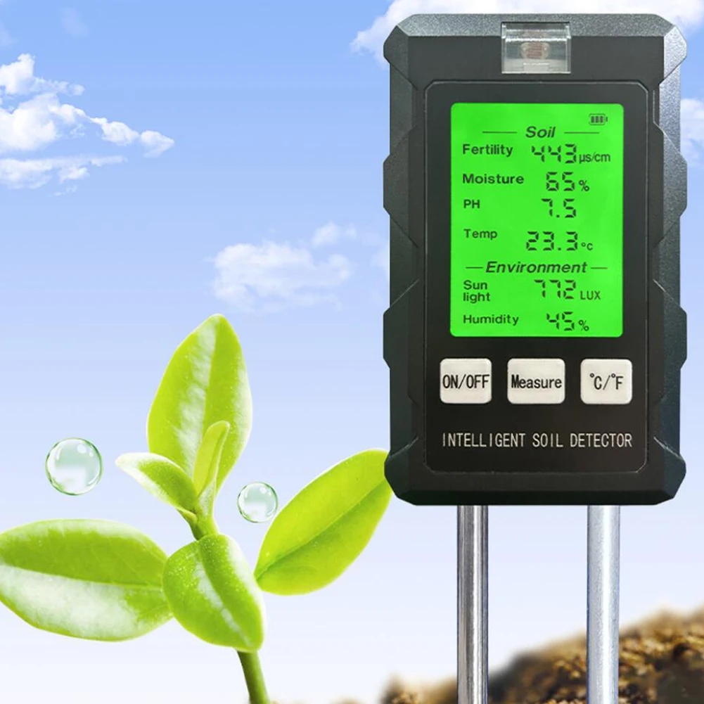 KKMOON 6 in 1 Soil Tester High Accuracy Illuminometer PH and Temperature & Humidity Tester Nutrient Moisture Fertility Meter_voghion.com