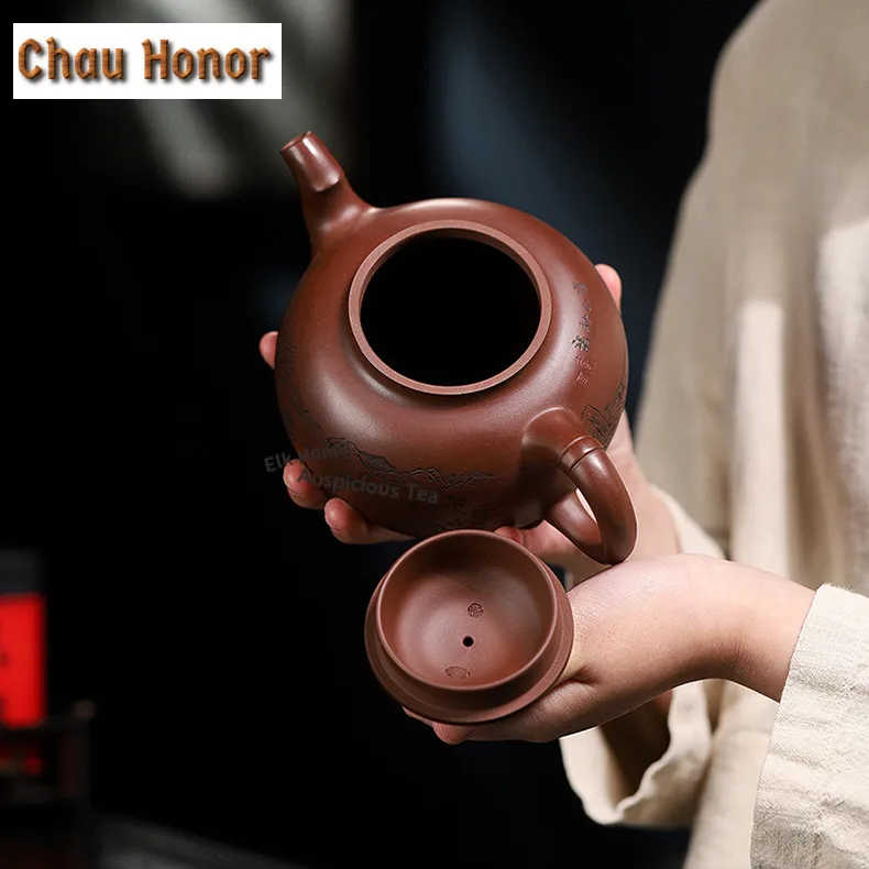 610ml Luxury Yixing Purple Clay Teapots Handmade Autumn Rhyme Large Capacity Pot Raw Ore Mud Kettle Zisha Tea Set Craft Gifts