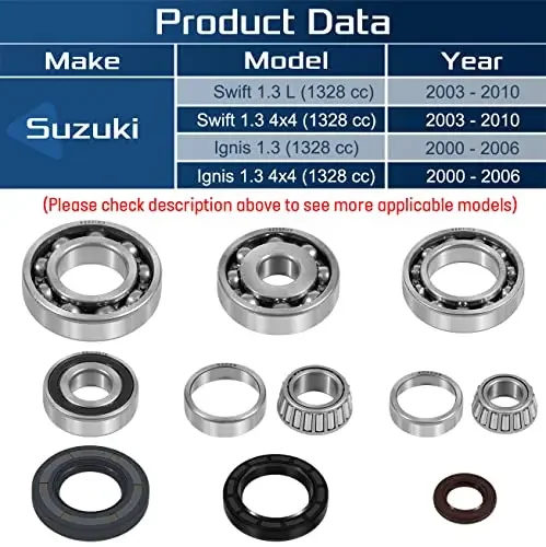 ChuangQian Gearbox Bearing Oil Seal Repair Rebuild Kit for Suzuki Ignis 1.3/4x4 2000-2006 & Swift 1.3/4x4 INJ 2003-2010 (9 Pcs)