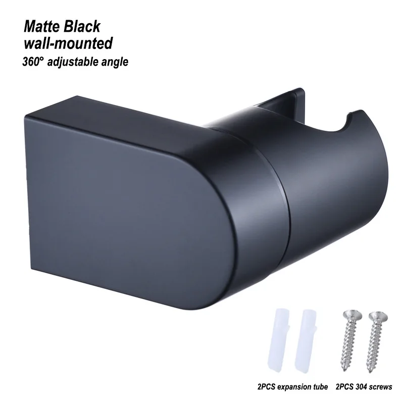 1PC Shower Bracket ABS Matt Black Shower Fixed Seat Nozzle Seat Hand Spray Adjustable Movable Support Wall Mount