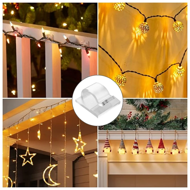 LED string lights camping string lights tarpaulin clips camping tent clips carabiner clips drinking tube clip gloves clips zipper clip Hooks For Outdoor String Lights Clips 30 Pack Clips Clear Light Hook With 30 Waterproof Adhesive Backing