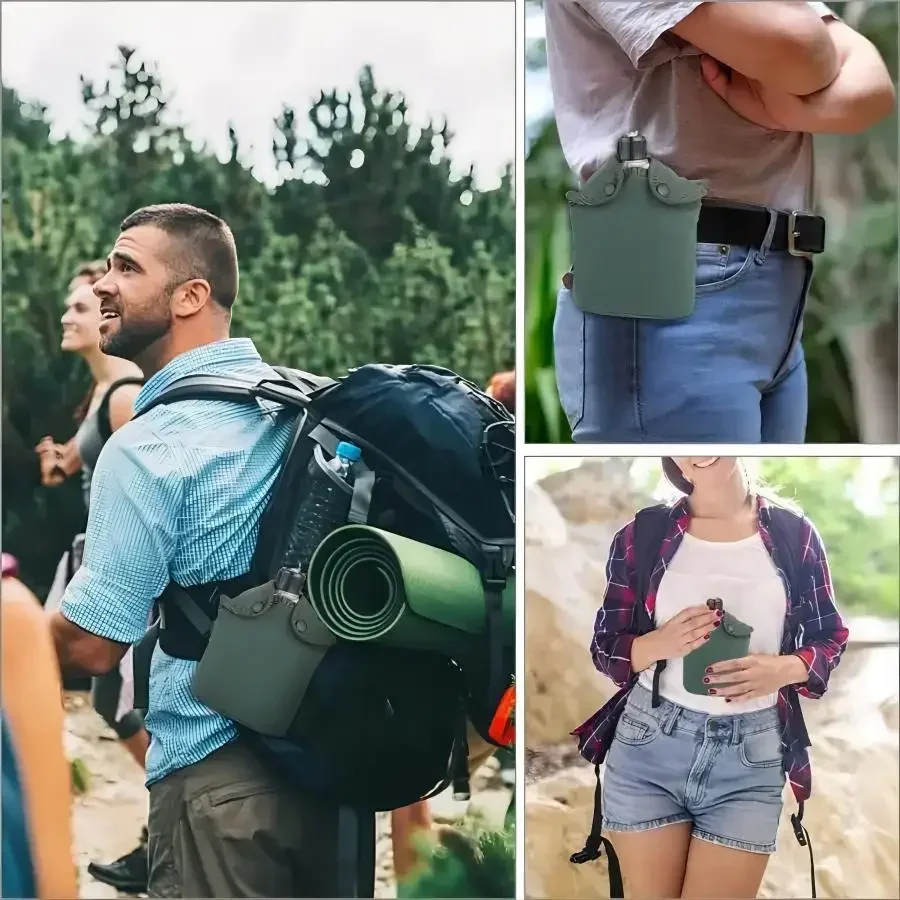 Aluminum Water Canteen Cup Stove Pouch Set Portable for Outdoor Camping Survival Experience Hiking Backpacking sports water bottle,portable water bottle