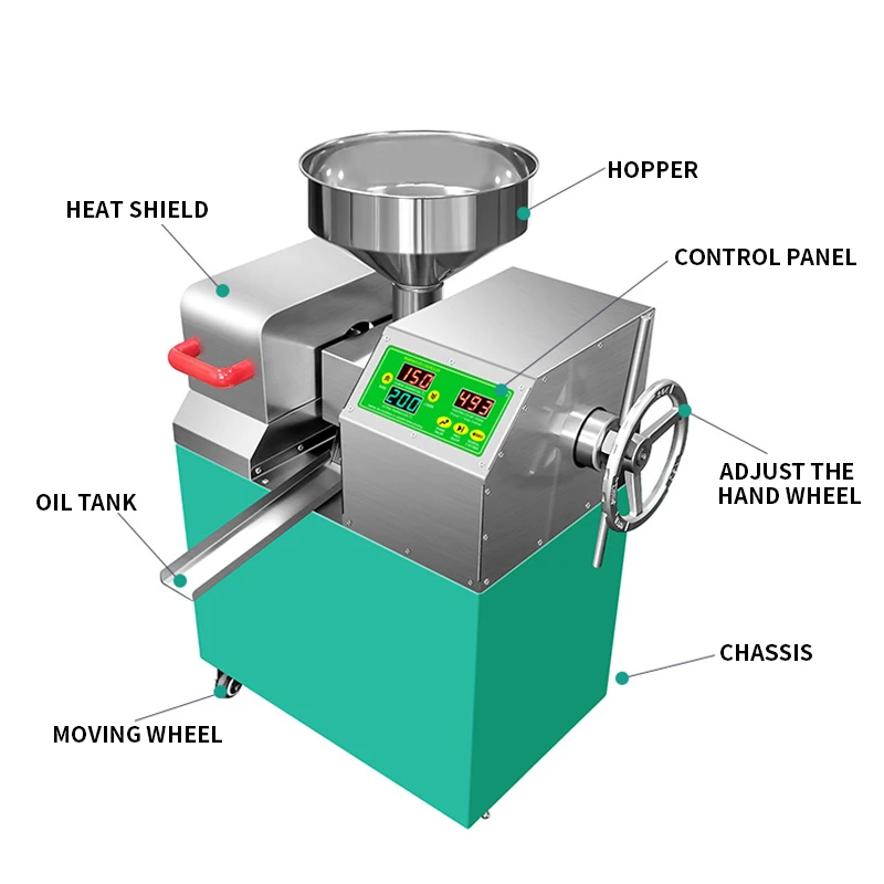 P10 Intelligent Small Commercial Oil Press 220V/110V Automatic Stainless Steel Oil Press 2000W Power 9-15KG Per Hour oil press machine