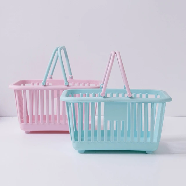 1-4pcs Plastic Small Basket With Handle Box Sundries Storage Box Portable  Shopping Basket Desk Makeup Organizers Storage Basket - Storage Baskets -  AliExpress