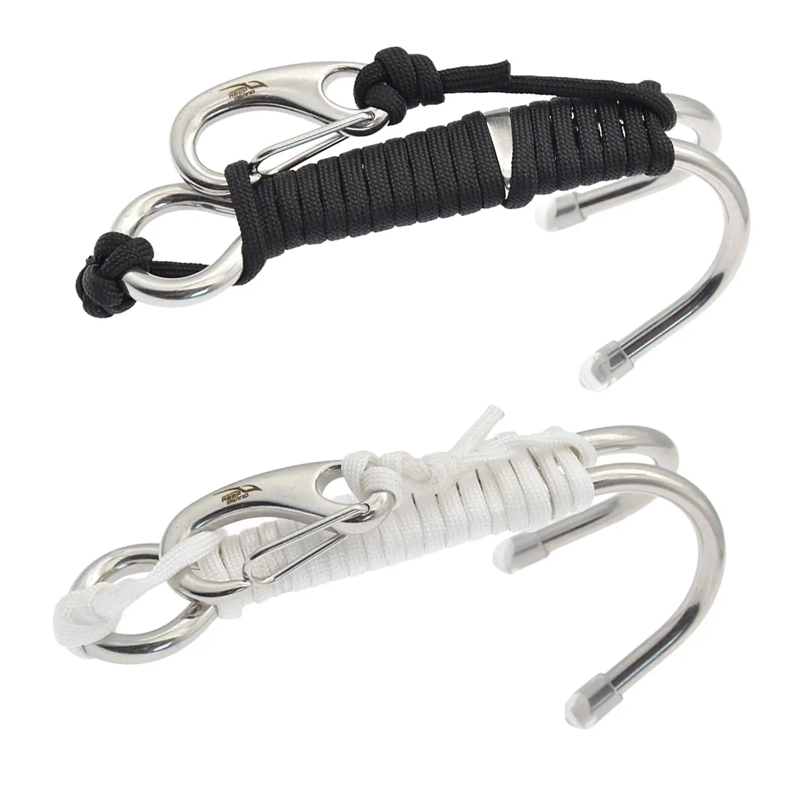 내구성이 뛰어난 나일론 리프 훅 스파이럴 코일 스트랩, 스쿠버 수상 스포츠 및 사진 장비용 스테인리스 스틸 더블 훅