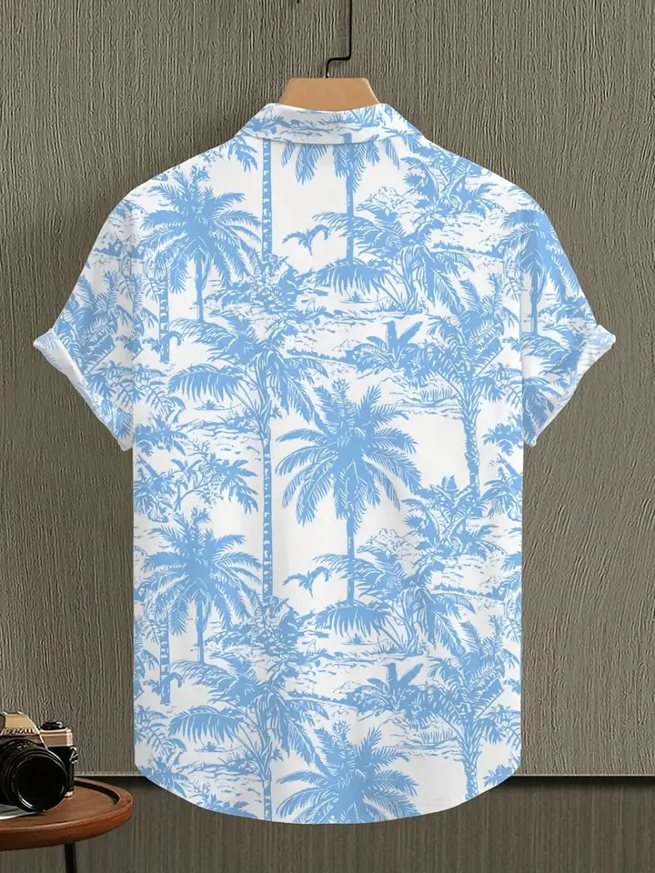 Lightweight Casual Short Sleeve Palm Print Shirt