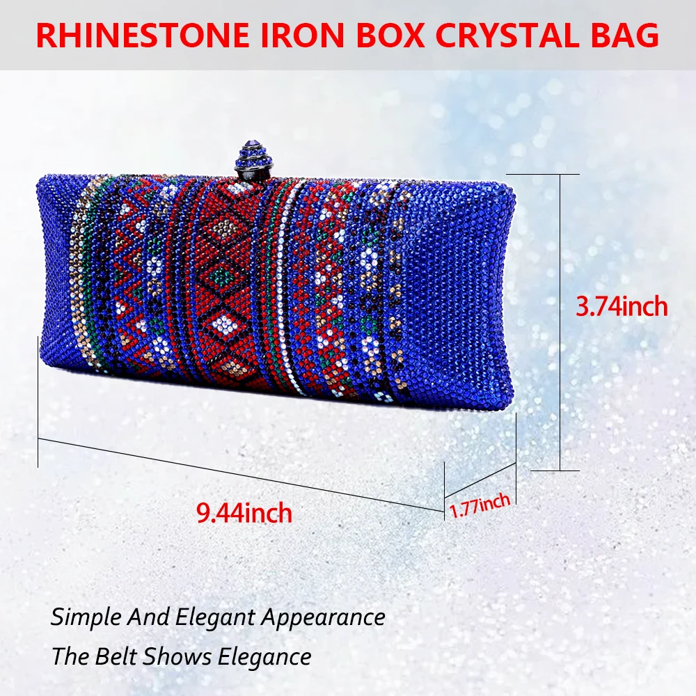 2024 Italy's latest design elegant luxury ladies wedding party dinner gift Crystal multi-color square ethnic style diamond eveni