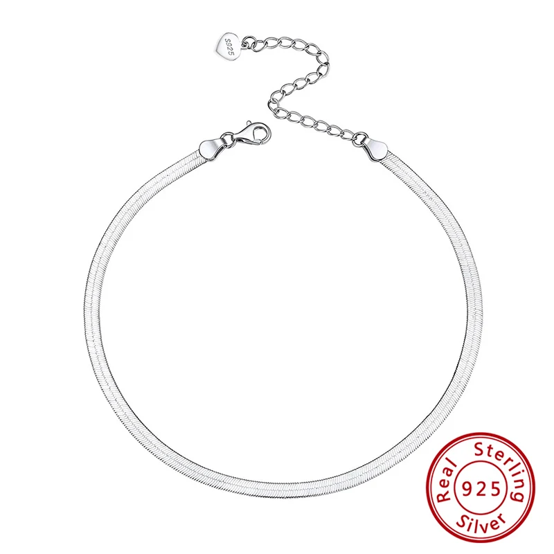 Sterling Silver Blade Chain Anklet Bracelets for Women Summer SA12