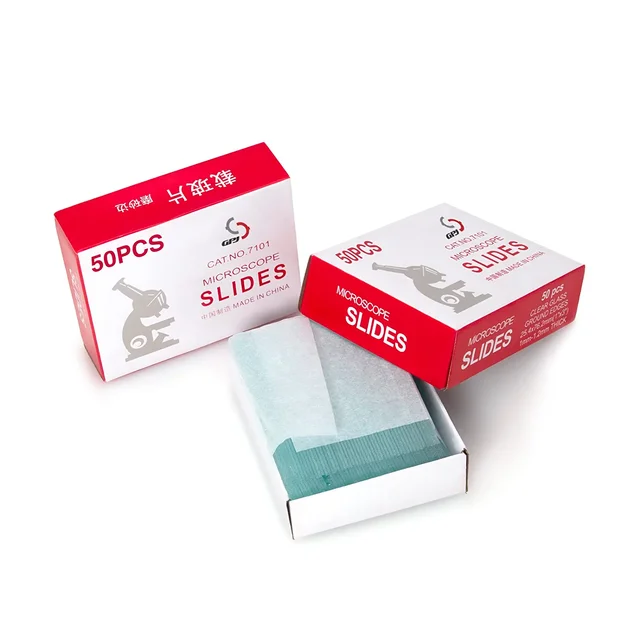 50 pcs/Box Lab Microscope Slides 1mm-1.2mm Thick Glass Slides for Microscope, Clear Glass Ground Edges 1" x 3" Accessories 2
