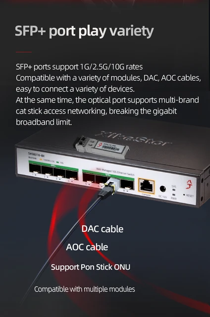 Xikestor SKS8310-8X SFP+ 10Gbps 8ポートスイッチ 8 Port 10G Ethernet Switch, L3 Managed 10Gb Network Switch