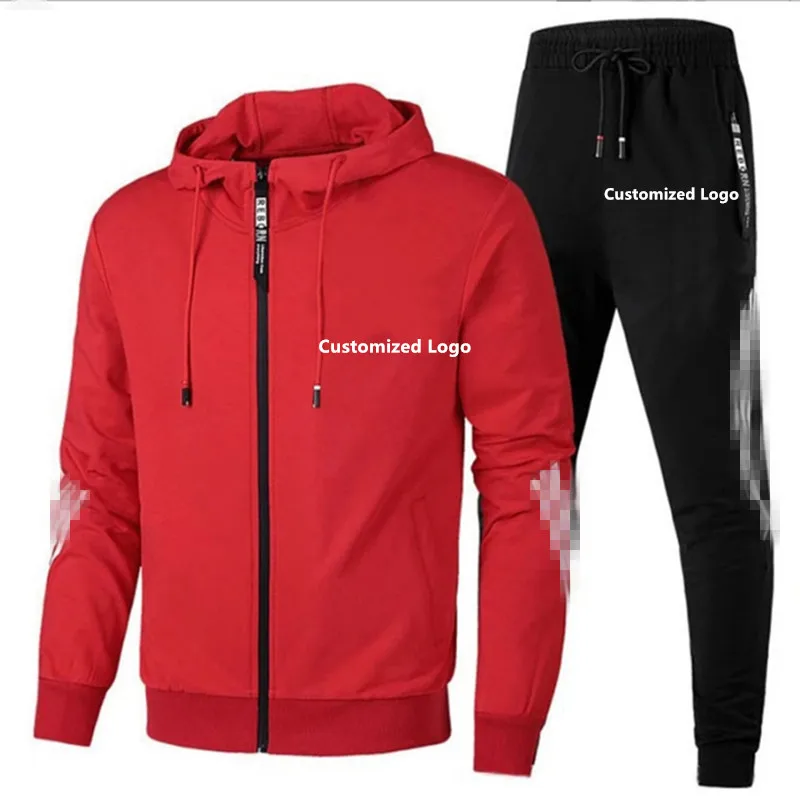 Spring Autumn Men Tracksuit Sets Hooded Pullover + Sweatpants Sports Suit Casual Jogger Sportswear 2 Pcs Male Streetwear Sets  ﻿