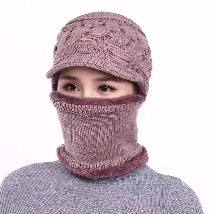 

Winter and Autumn Knit Set Cap Scarf for Women Hairball Hats Print Ring Neck Scarves Unisex Keep Warm Men Collar Scarfs