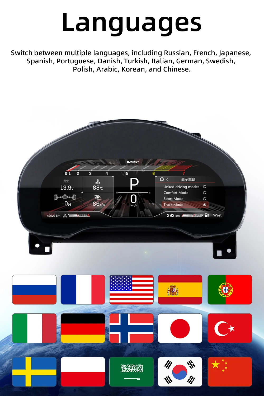 Digital Instrument Cluster For Cadillac SRX 2013-2015 Virtual Cockpit Speedomete